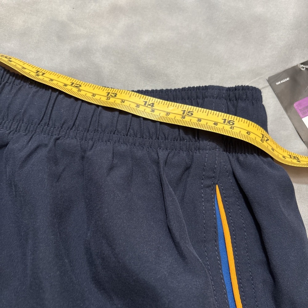 NWT VTG Nike Swim Trunks Shorts Mens XXL Navy Blue Y2K Lined 4" - Picture 7 of 11